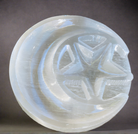 Selenite Sun, Moon, Stars Bowl