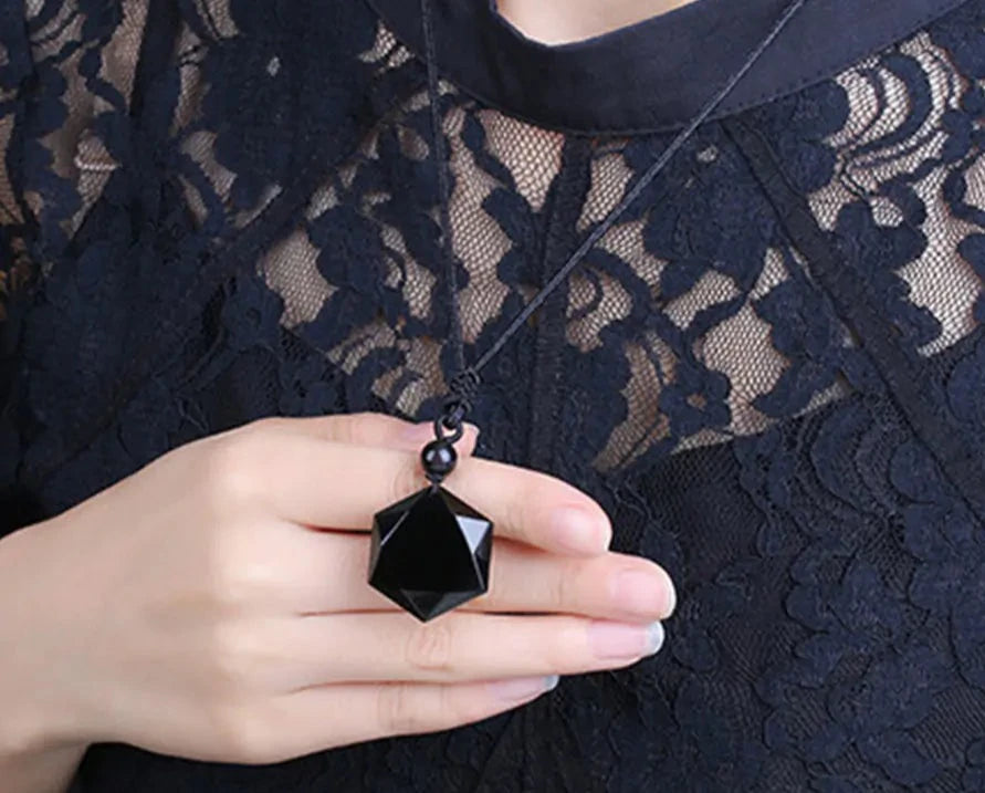 Obsidian energy necklace