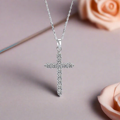 Moissanite Cross Pendant Necklace