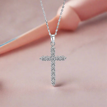 Moissanite Cross Pendant Necklace