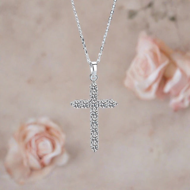 Moissanite Cross Pendant Necklace