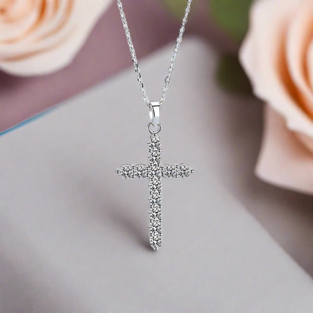 Moissanite Cross Pendant Necklace