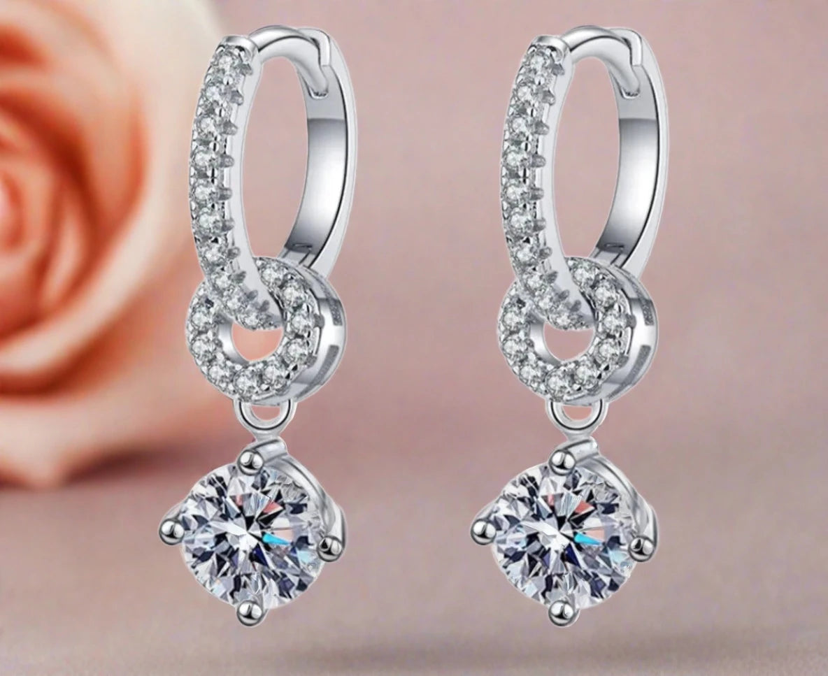 Genuine Moissanite Drop Earrings