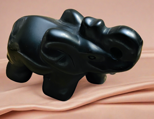 Obsidian Elephant Carving