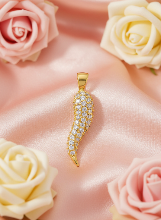 Italian Horn Necklace with CZ