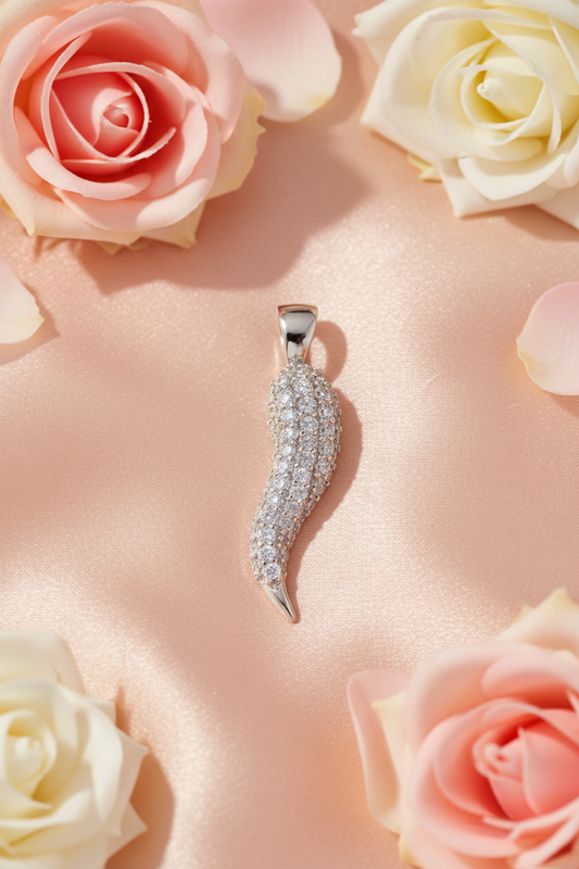 Italian Horn Necklace with CZ