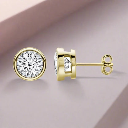 Moissanite Stud Earrings  Gold
