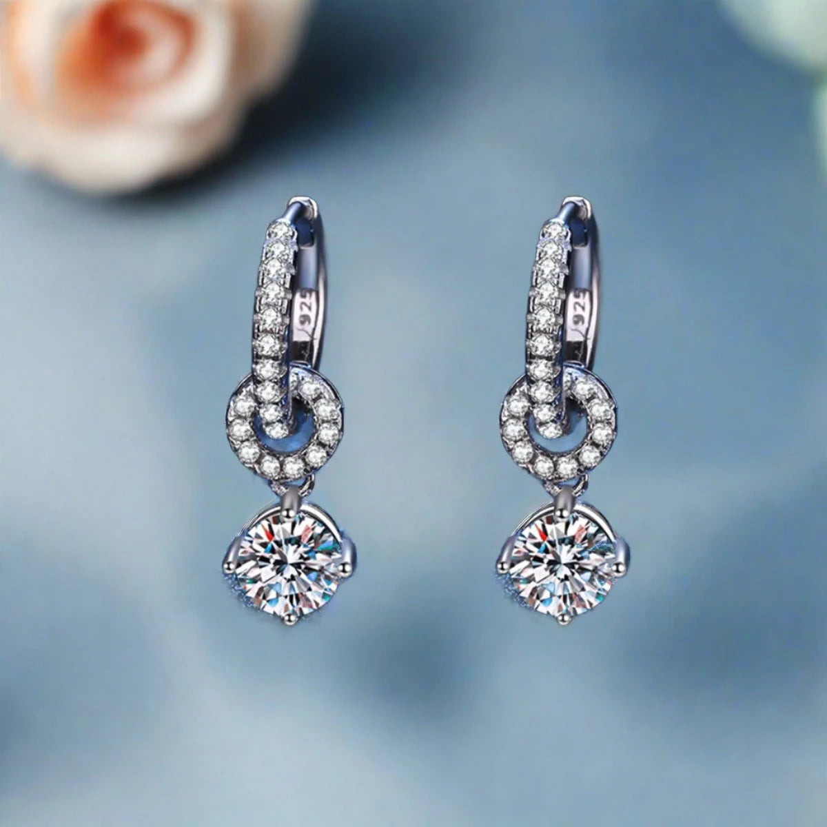 Genuine Moissanite Drop Earrings