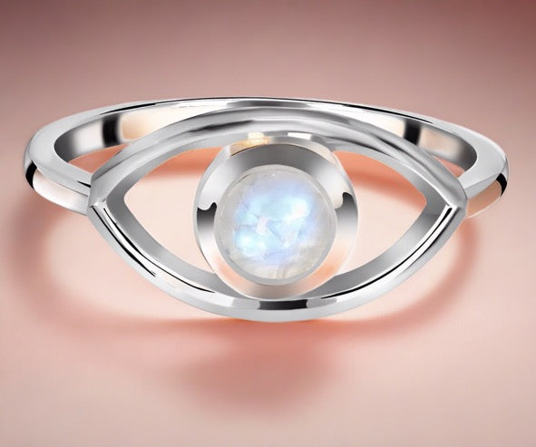 moonstone evil eye ring