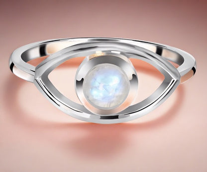moonstone evil eye ring