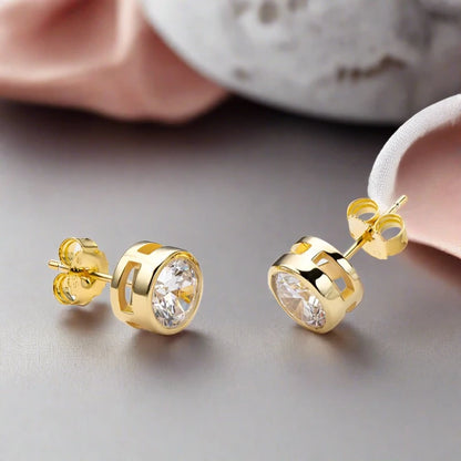 Moissanite Stud Earrings Gold
