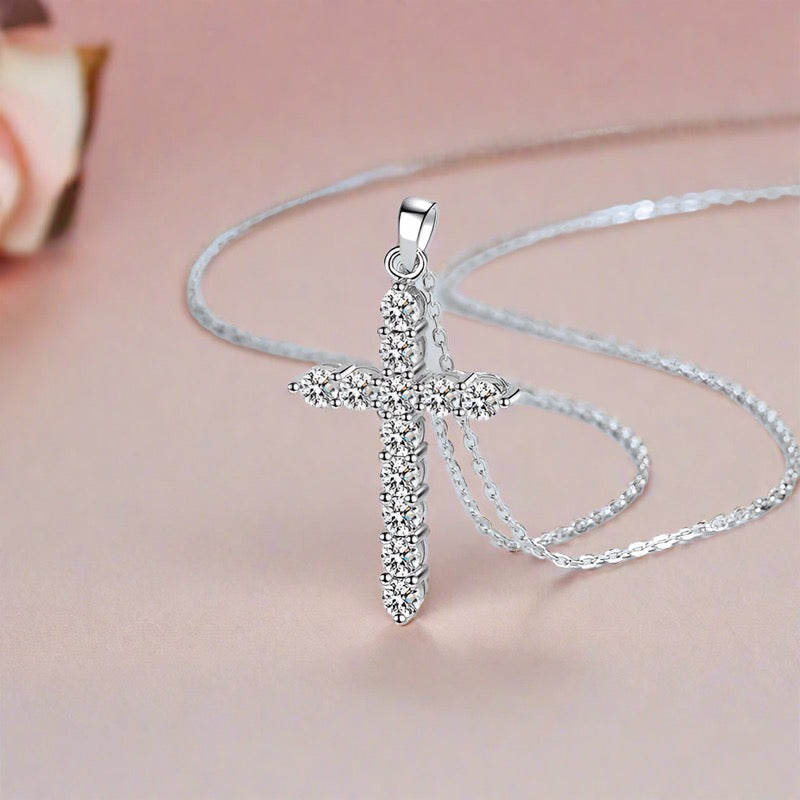 Moissanite Cross Pendant Necklace