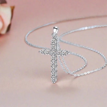Moissanite Cross Pendant Necklace