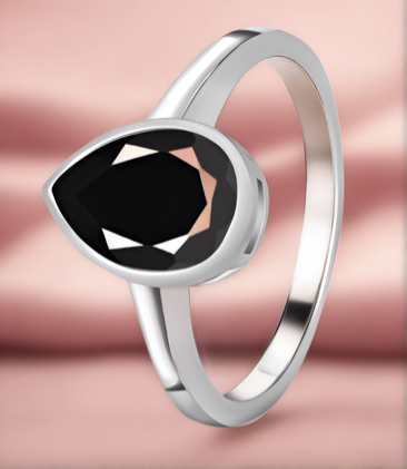 obsidian ring pear shape
