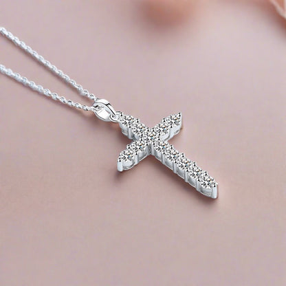 Moissanite Cross Pendant Necklace
